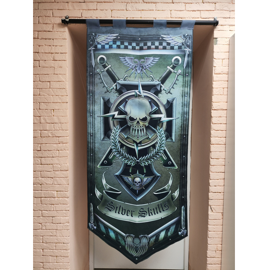 Silver skull banner